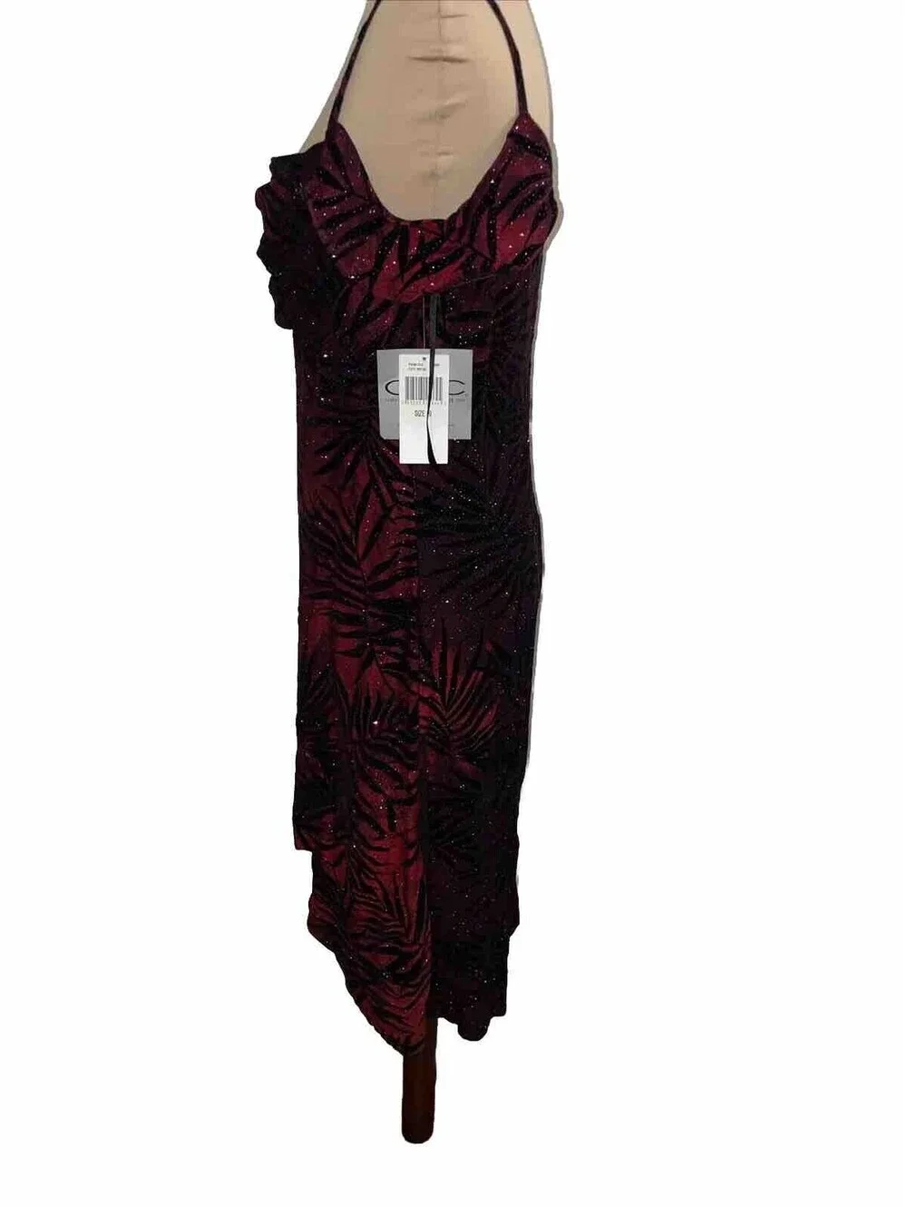 Vintage Rampage CDC Petites Ruched Bust Red & Black Dress Sparkle Size 10